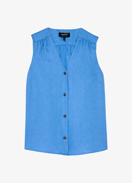 Whistles Blouse met V-hals - voorkant 2 blauw