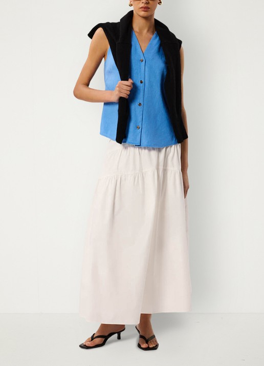 Whistles Blouse met V-hals - voorkant 3 blauw