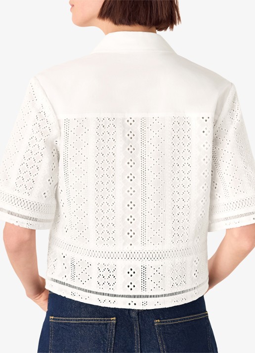 Whistles Blouse van broderie - achterkant 3 wit