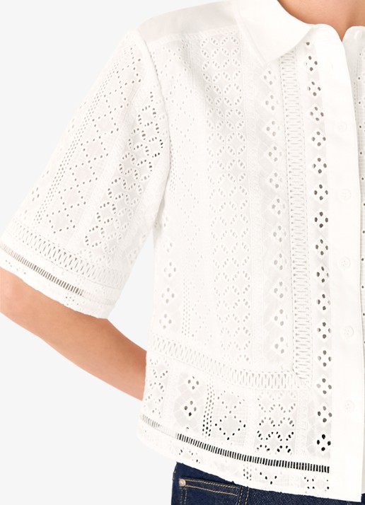 Whistles Blouse van broderie - detail 2 wit
