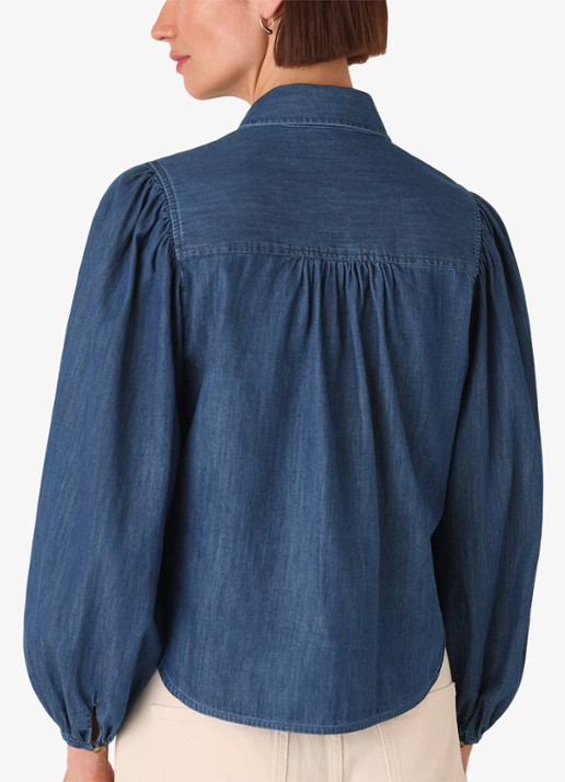 Whistles Blouse van chambray - achterkant donkerblauw