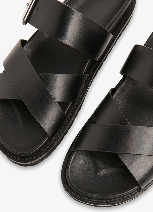 Whistles Celestine slipper van leer - detail 3 zwart
