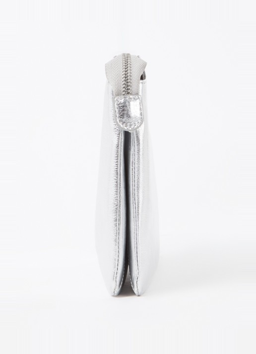 Whistles Clutch van leer met metallic finish  - detail 4 zilver