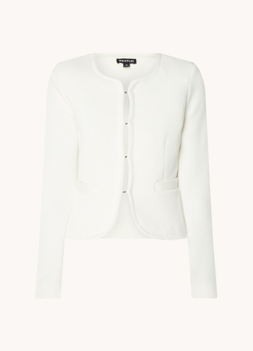 Whistles CollarlessJerseyJacket - voorkant 2 gebroken wit