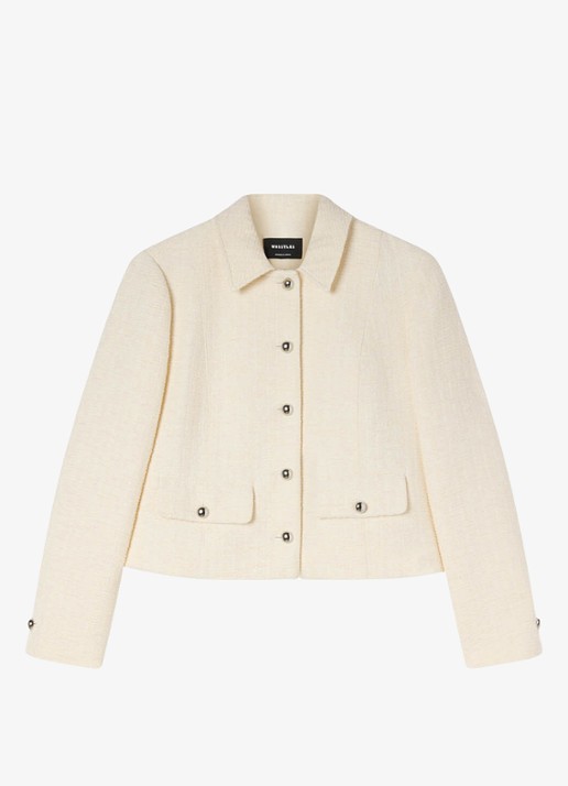 Whistles Cropped jack van blouclé  - voorkant 2 beige