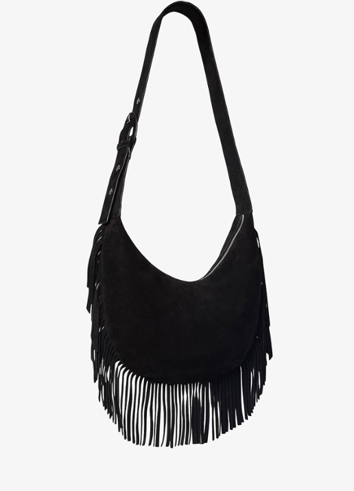 Whistles Crossbodytas met franjes - detail 6 zwart