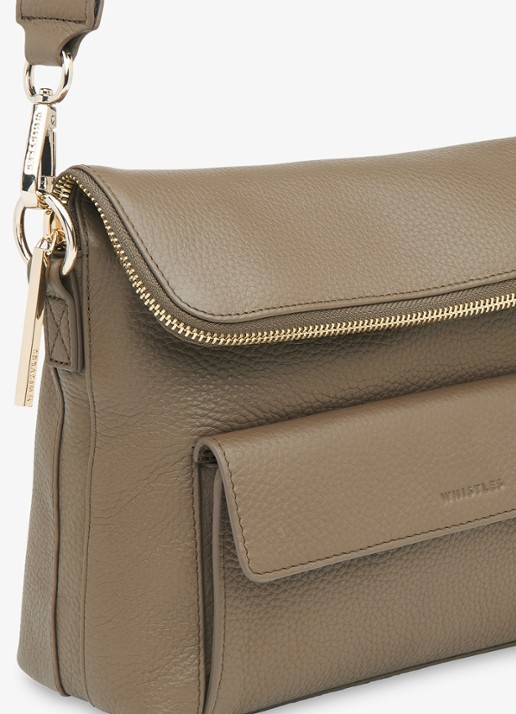 Whistles Crossbodytas van leer - detail 3 khaki