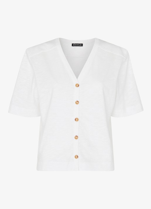 Whistles Ella blouse met gemêleerd dessin - voorkant wit