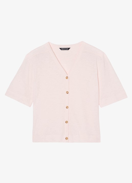 Whistles Ella top met V-hals - voorkant 4 lichtroze