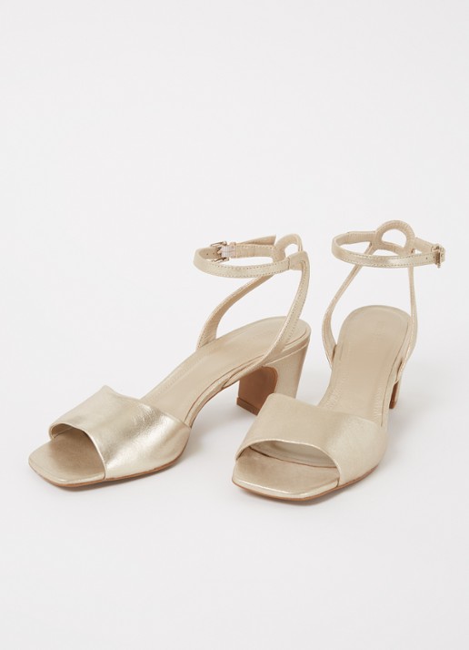 Whistles Emerson sandalette van leer met metallic finish - detail goud