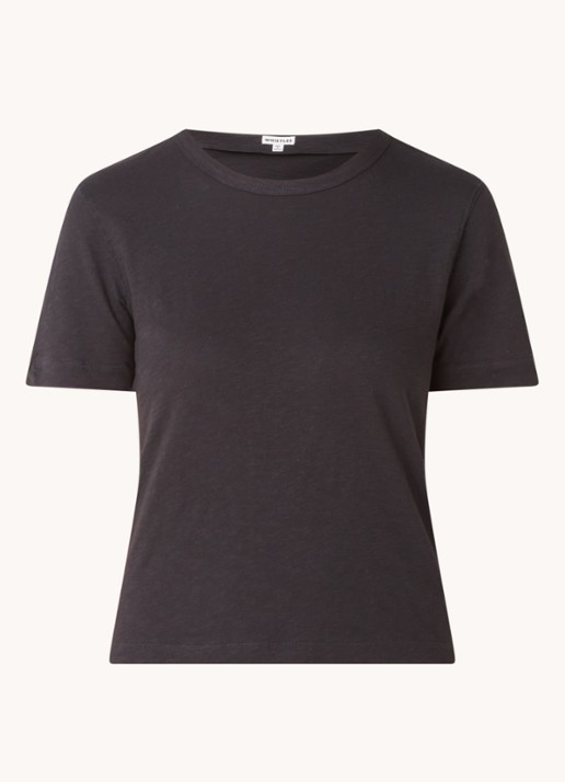 Whistles Emily T-shirt met ronde hals - voorkant 2 zwart