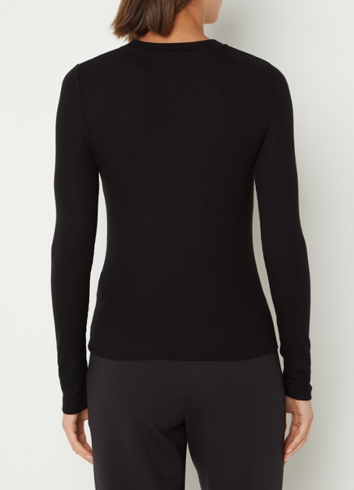 Whistles Essential ribgebreide top met stretch  - achterkant zwart