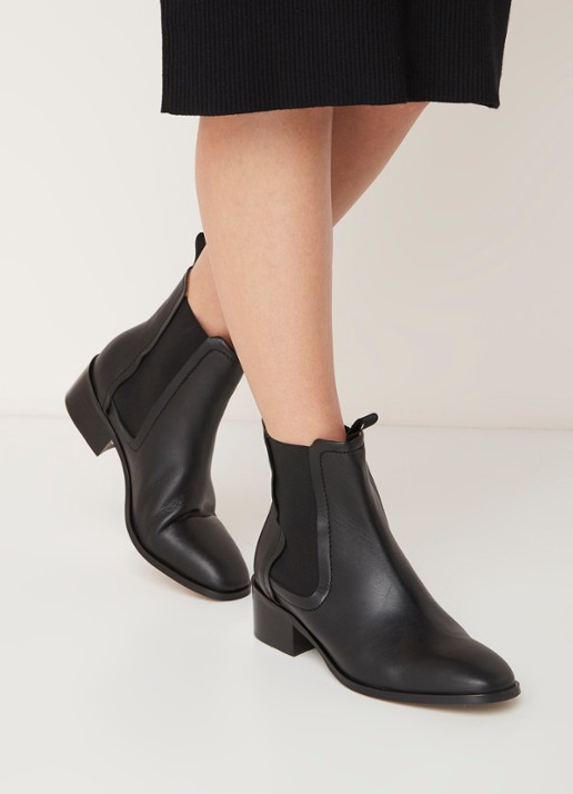Whistles Fernbrook chelsea boot van leer - voorkant 2 zwart
