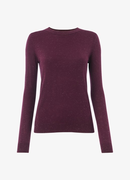 Whistles Fijngebreide top met lurex - voorkant 3 bordeauxrood