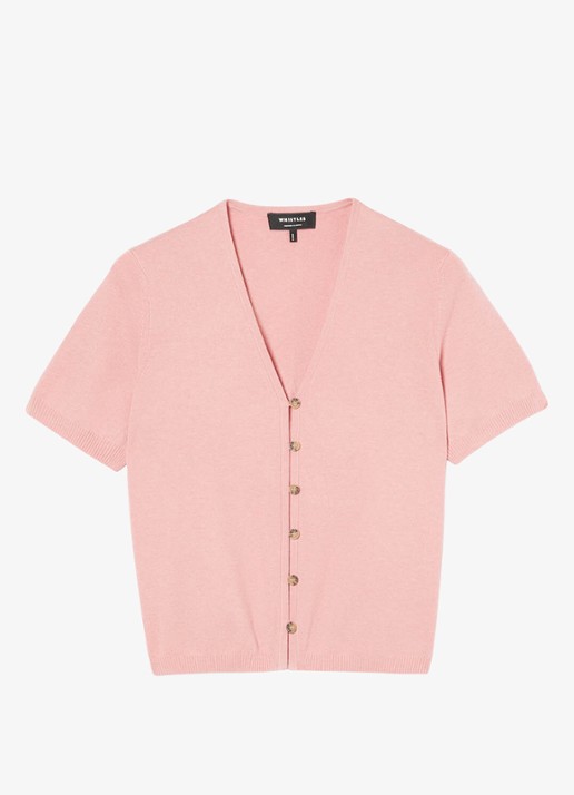 Whistles Fijngebreide top met V-hals - voorkant 6 roze