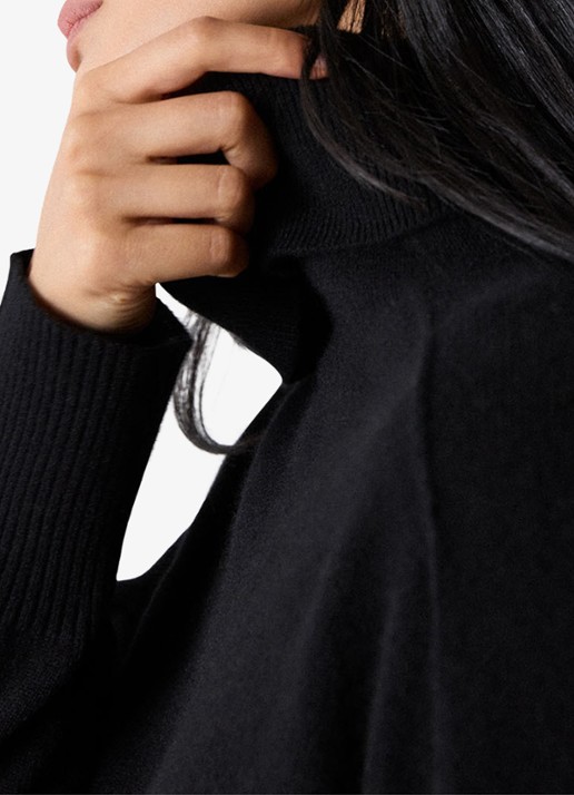 Whistles Fijngebreide trui van kasjmier met col - detail 6 zwart