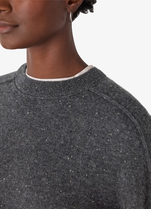 Whistles Fijngebreide trui van kasjmier met lurex - detail 4 donkergrijs