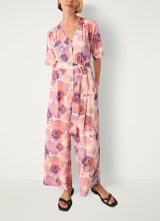 Whistles Floral loose fit jumpsuit met print en ceintuur