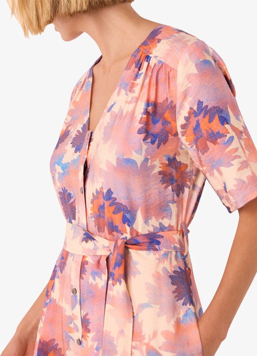 Whistles Floral loose fit jumpsuit met print en ceintuur - detail 4 roze