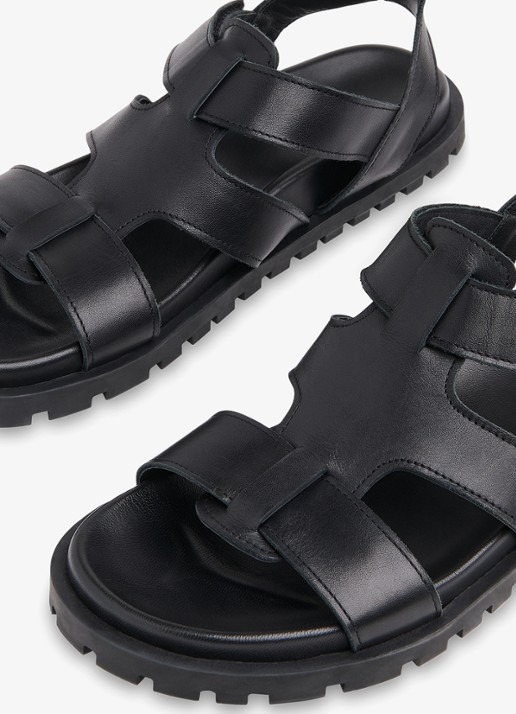 Whistles Freya slipper van leer - detail 4 zwart