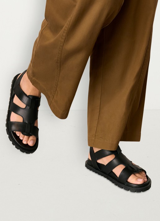 Whistles Freya slipper van leer - voorkant 2 zwart