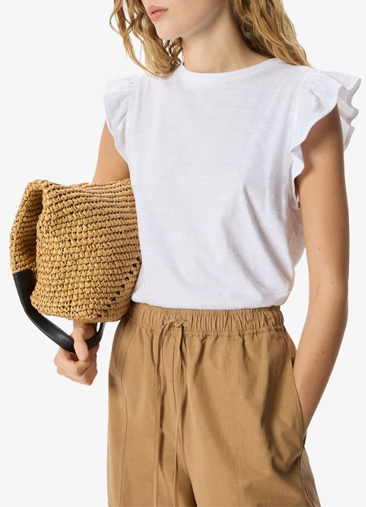 Whistles Frill top met broderie  - detail 4 wit