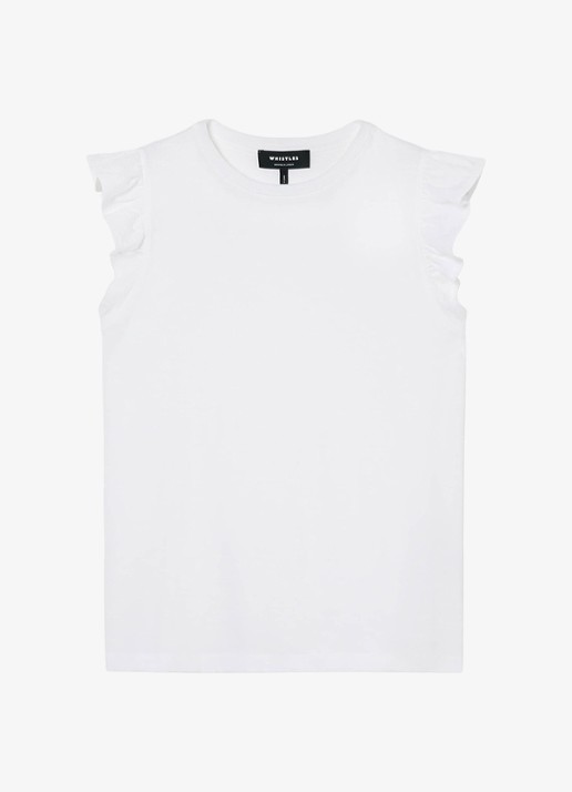 Whistles Frill top met broderie  - voorkant wit