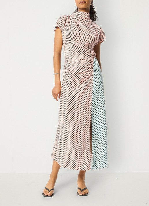 Whistles Graphic Check maxi jurk met grafische print - detail 4 roze