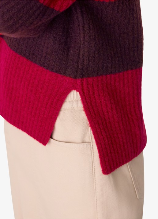 Whistles Grofgebreide trui in wolblend met streepprint - detail 4 rood