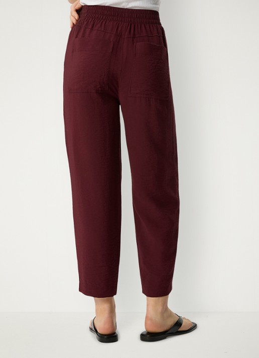 Whistles High waist cropped straight fit broek met steekzakken - achterkant bordeauxrood