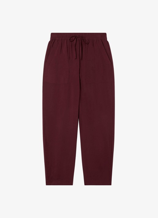 Whistles High waist cropped straight fit broek met steekzakken - voorkant 2 bordeauxrood