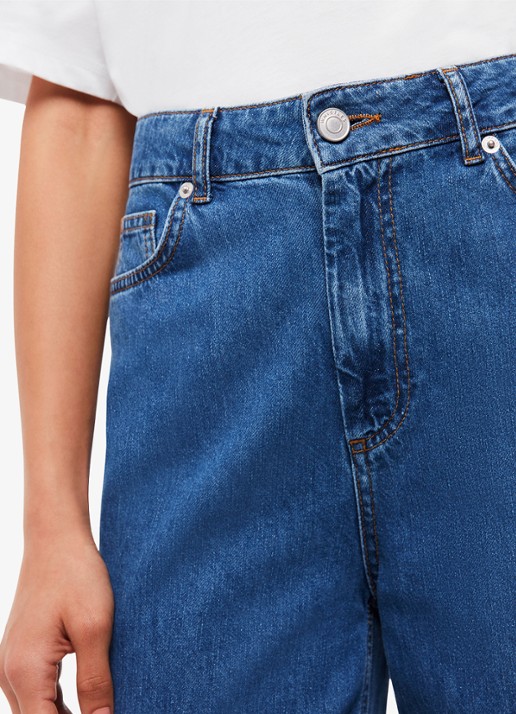 Whistles High waist cropped wide leg jeans met medium wassing - detail 3 indigo