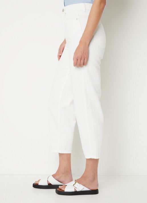 Whistles High waist tapered cropped jeans met gekleurde wassing - detail 5 wit