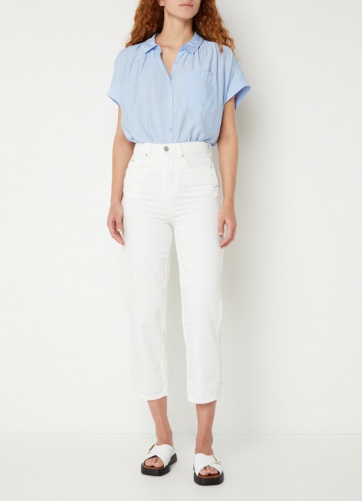 Whistles High waist tapered cropped jeans met gekleurde wassing - voorkant 3 wit