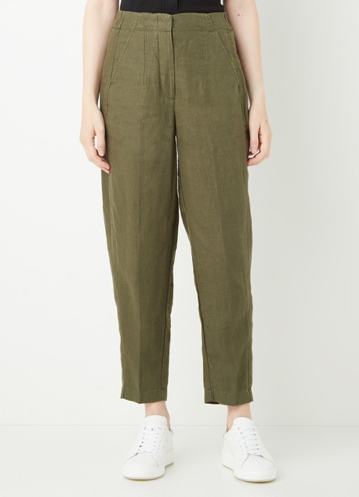 Whistles High waist tapered fit pantalon van linnen