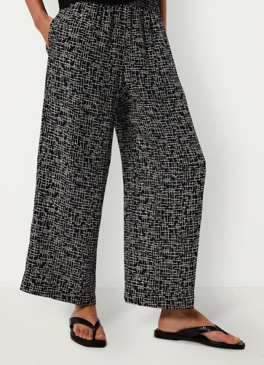 Whistles High waist wide fit cropped pantalon met print - detail 4 zwart