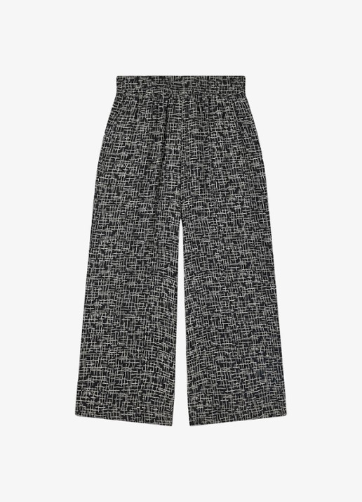 Whistles High waist wide fit cropped pantalon met print - voorkant 2 zwart