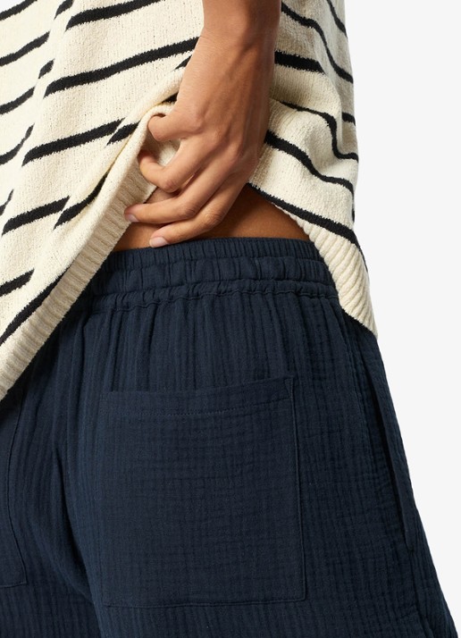 Whistles High waist wide fit pantalon met steekzakken - detail 3 donkerblauw