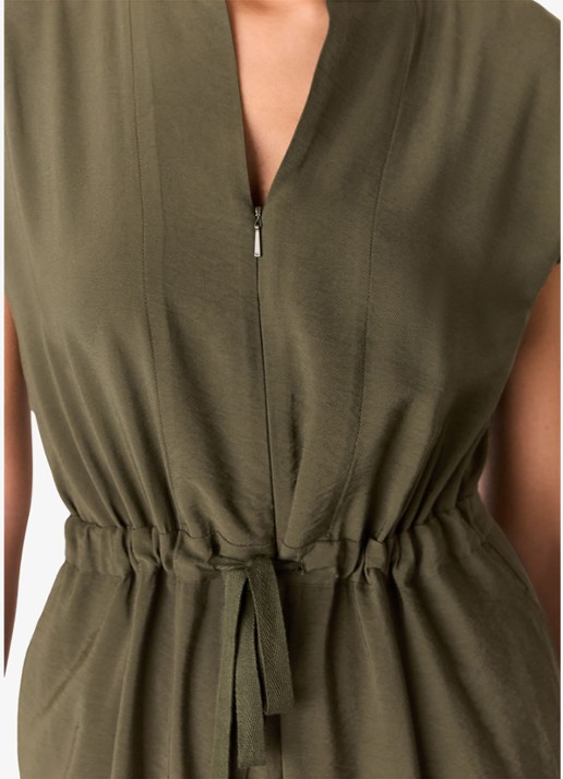 Whistles Hollie loose fit jumpsuit met ceintuur - detail 4 khaki