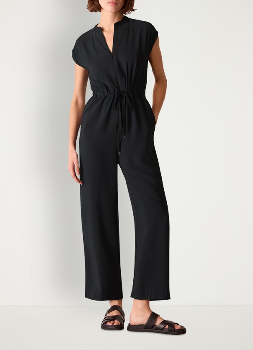 Whistles Hollie straight fit jumpsuit met steekzakken - voorkant 3 zwart