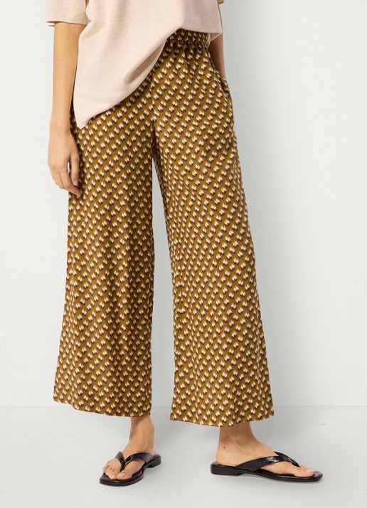 Whistles Ikat high waist wide fit palazzo met steekzakken - detail 3 bronsgroen