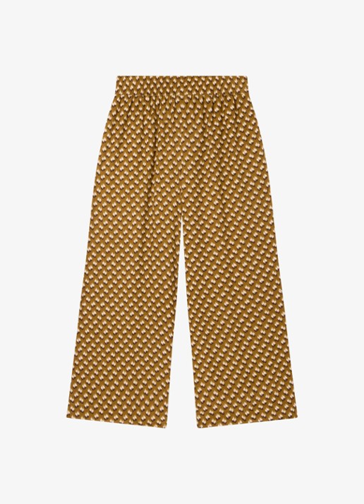 Whistles Ikat high waist wide fit palazzo met steekzakken - voorkant bronsgroen