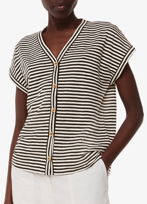 Whistles Jilly top met streepprint en V-hals