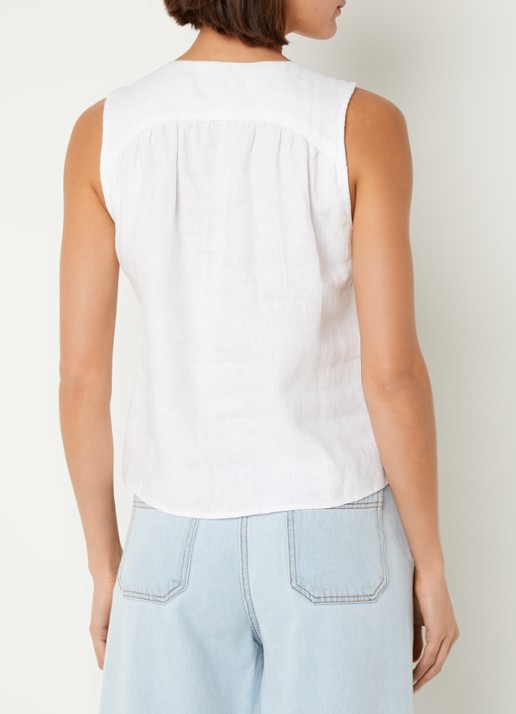 Whistles Laura mouwloze blouse van linnen - achterkant wit