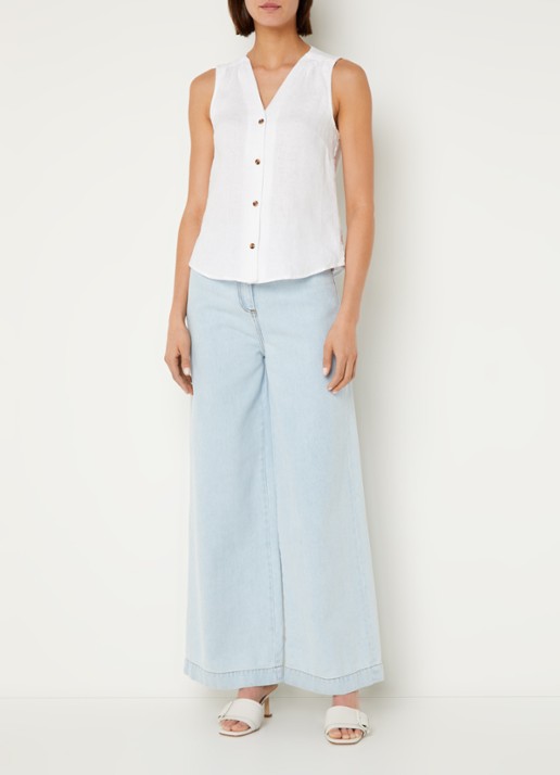 Whistles Laura mouwloze blouse van linnen - voorkant 3 wit