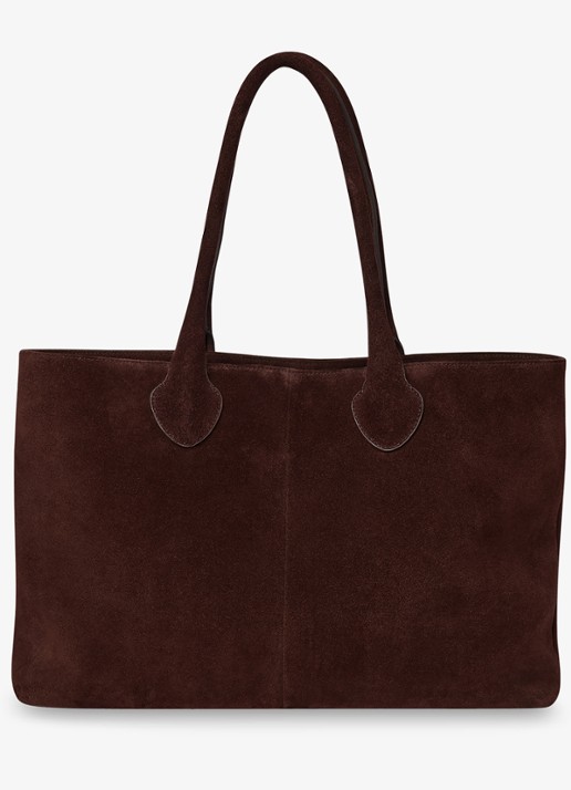 Whistles Leandra shopper van suède - achterkant 4 chocoladebruin