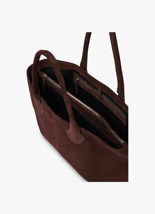 Whistles Leandra shopper van suède - detail 3 chocoladebruin