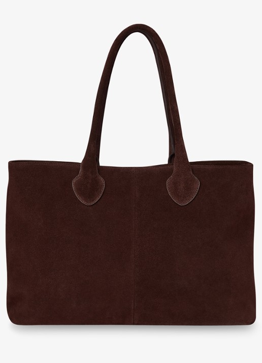 Whistles Leandra shopper van suède - voorkant chocoladebruin