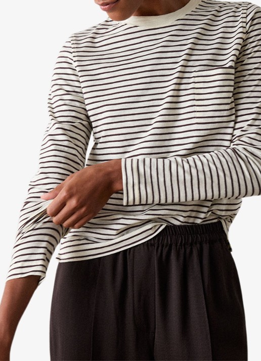 Whistles Longsleeve met streepprint en opgestikte zak