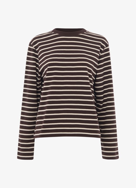 Whistles Longsleeve met streepprint - voorkant bruin